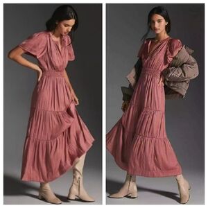 Anthropologie Somerset Silky Dusty Rose Mauve Maxi Dress